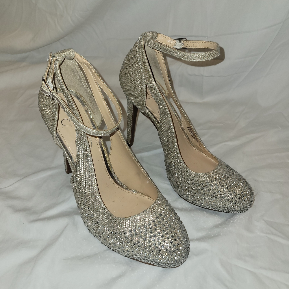 Jessica Simpson Glitter Champagne Heels
